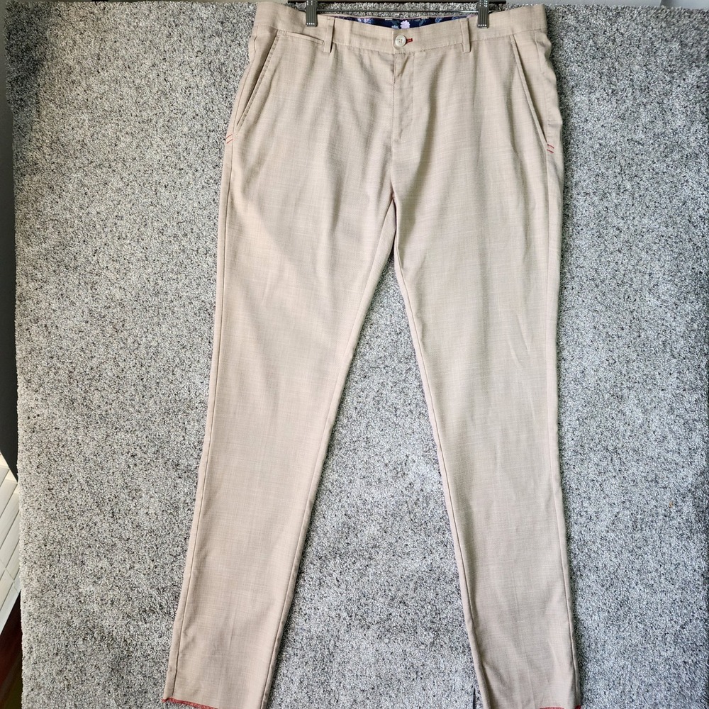 Au Noir Dress Pants Mens 36 Wesson-Craig Floral Lining Tan Excellent‎